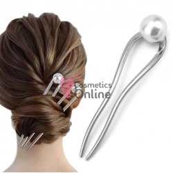 Accesoriu de par modern Japonez pentru cocuri din metal JPN10GG Argintiu cu perla